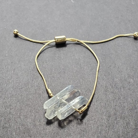 Charming Charlie Shamballa adjustable triple quartz crystal gold bracelet - Picture 2 of 4